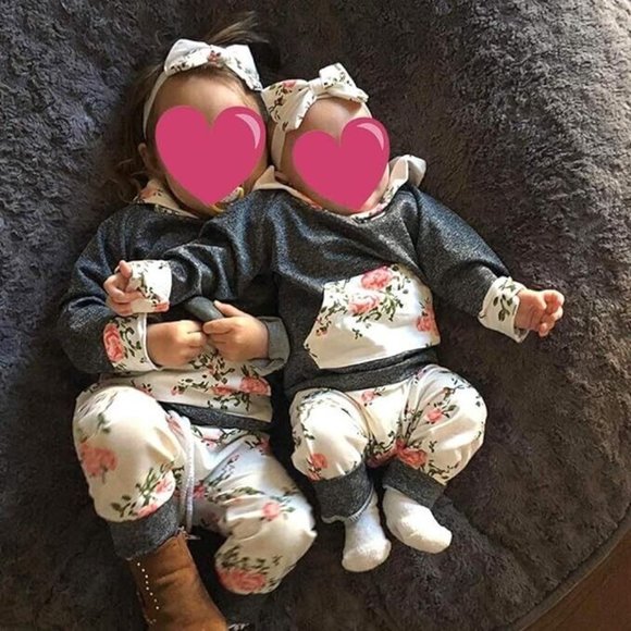 Baby Girl 2 Piece Outfit Floral Hoodie and Pants Matching Headband 12/18 Months - Picture 7 of 7